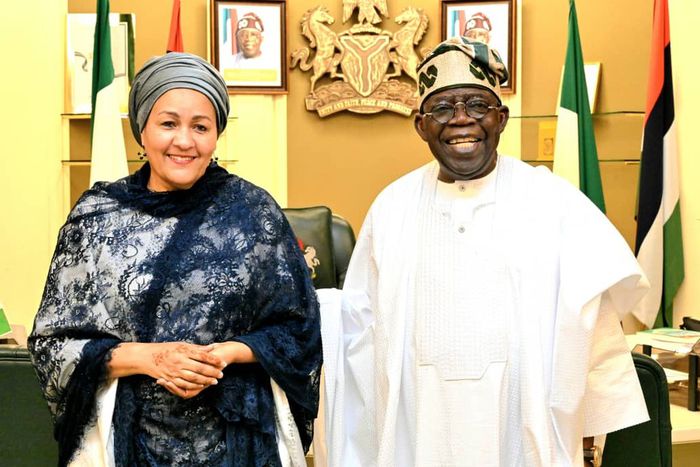 President Bola Tinubu and Ms Amina Mohammed, UN Deputy Secretary-General, at the State House on   [NAN]