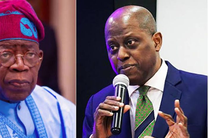 President Bola Tinubu and the Governor of the Central Bank of Nigeria, Yemi Cardoso.