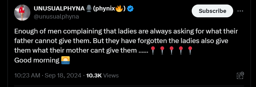 Phyna's post [x/Unusualphyna]