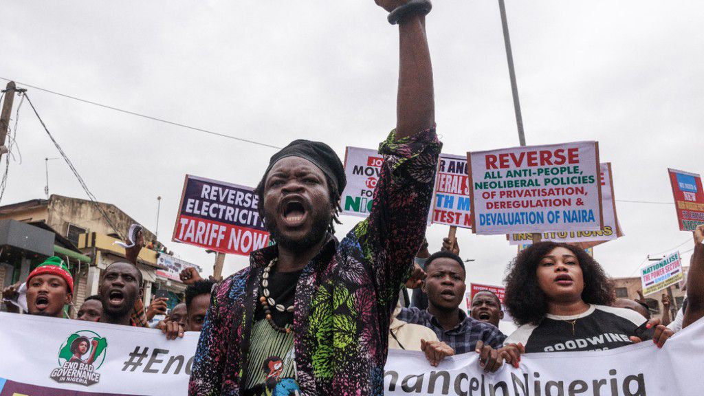 Angry demonstrators gather during the End Bad Governance protest. [Getty Images]