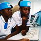 Some Nigerian secondary school students working on a computer. [Getty Images]