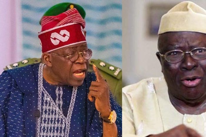 A joint photo of President Bola Tinubu and Afenifere leader, Pa Ayo Adebanjo