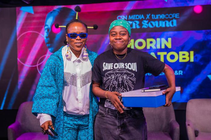 The Convener of HER Sound 2023, CheChe Smith, and Morin, a speaker