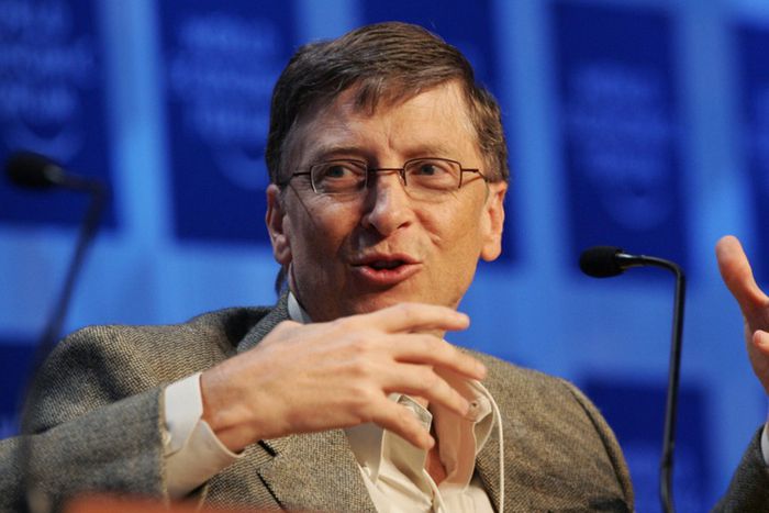 Bill Gates, Chairman of Microsoft Corporation reacts during a panel session. [Getty Images]