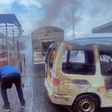 Vehicles destroyed as fire razes Mobil fuel station in Lagos.