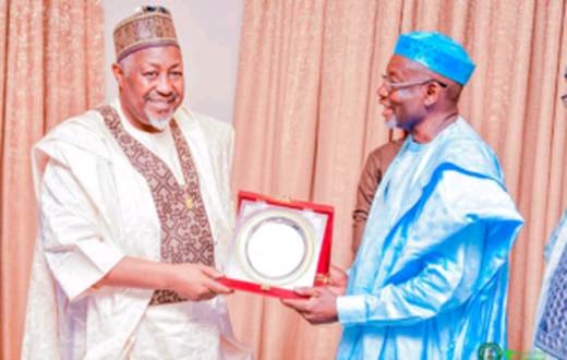 Minister of Defence, Alhaji Mohammed Badaru (L) and Gov Umar Namadi of Jigawa (R), during the minister’s visit to the state to commiserate with the government and people of Jigawa over the recent flooding that ravaged the state [NAN]