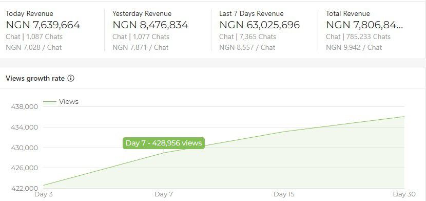 Financial chart of Pastor Jerry Eze's digital revenue. [Playboard]