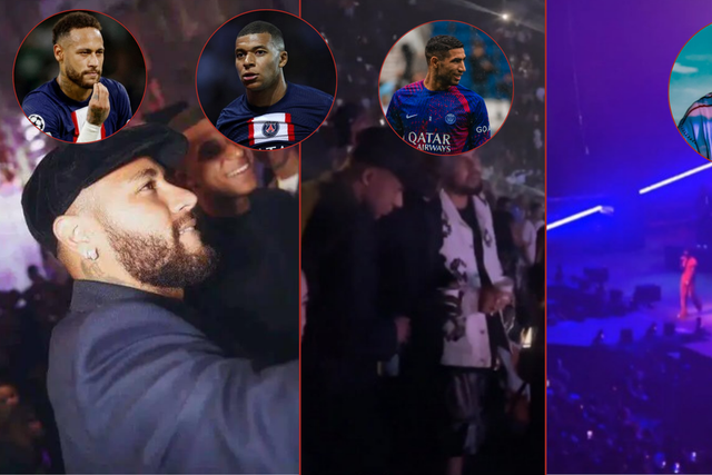 The PSG trio of Mbappe Neymar and Hakimi were spotted at Wizkid's Paris concert on Friday night