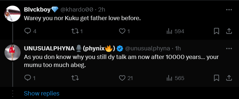 Reactions to Phyna's post [X/Unusualphyna]