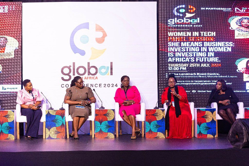 L-R - Iklima Musa (SA to DG NITDA, Strategy & Innovation), Hannatu Adegboyega ( VP Sales EMTECH), Yemi Keri ( CEO, Heckerbella Limited/ Co-Founder, Rising Tide Africa), Dr. Vanessa Phala ( Director, International Labour Organisation/ Country Director f...