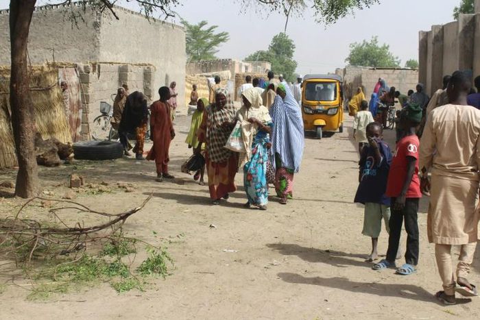 Maiduguri residents (pictured April 7, 2019, after a double suicide attack) were evacuated "for their safety as a result of ongoing operations to flush out insurgents in the area"