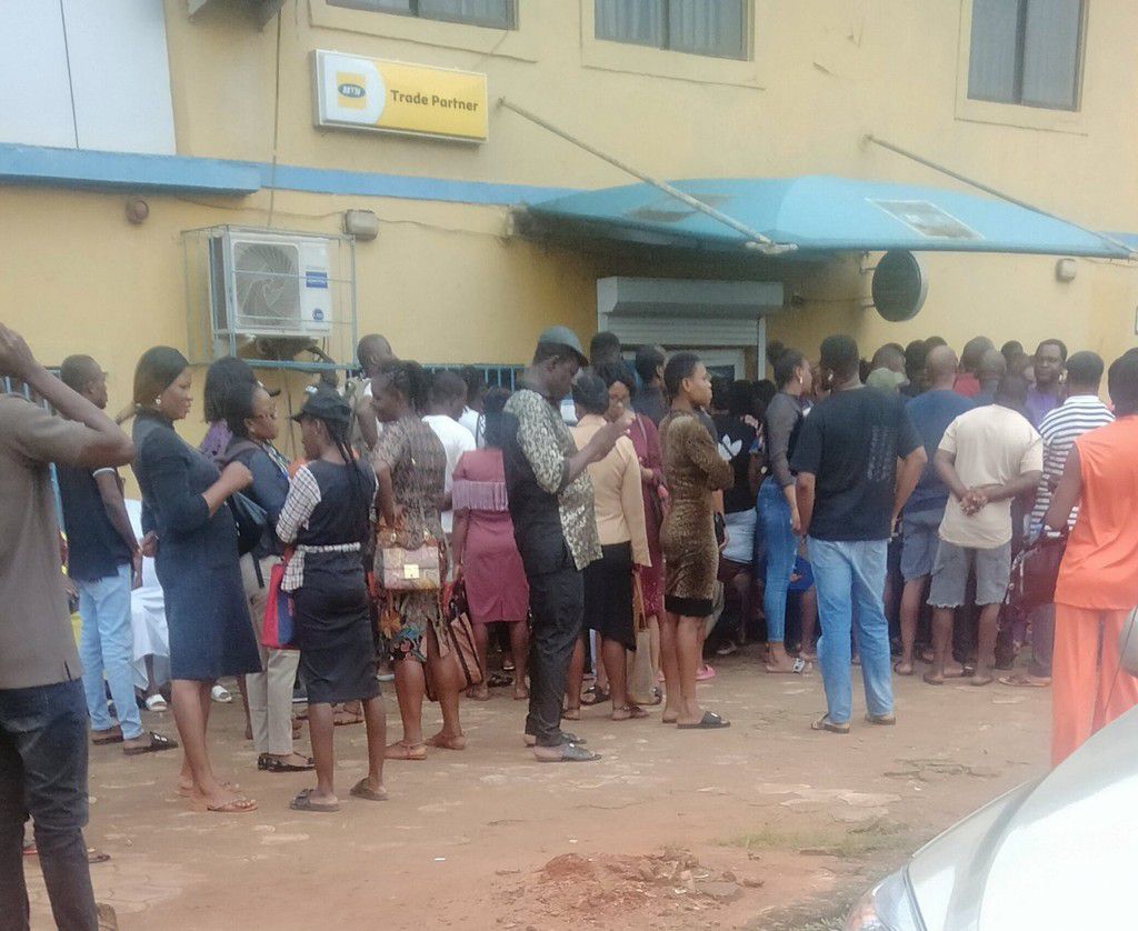 MTN offices besieged as aggrieved subscribers protest over sim blockage.