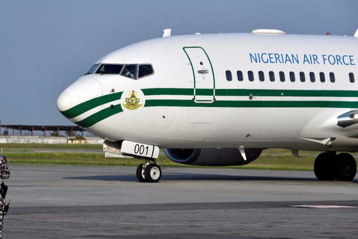 The presidential jet of the Nigerian Air Force (NAF) arrives at the Felix Houphouet-Boigny Airport in Abidjan on November 28, 2017.  [Getty Images]
