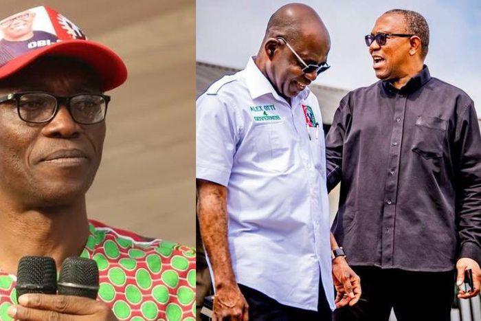 L-R: Julius Abure, Alex Otti, and Peter Obi. [Facebook/X]0