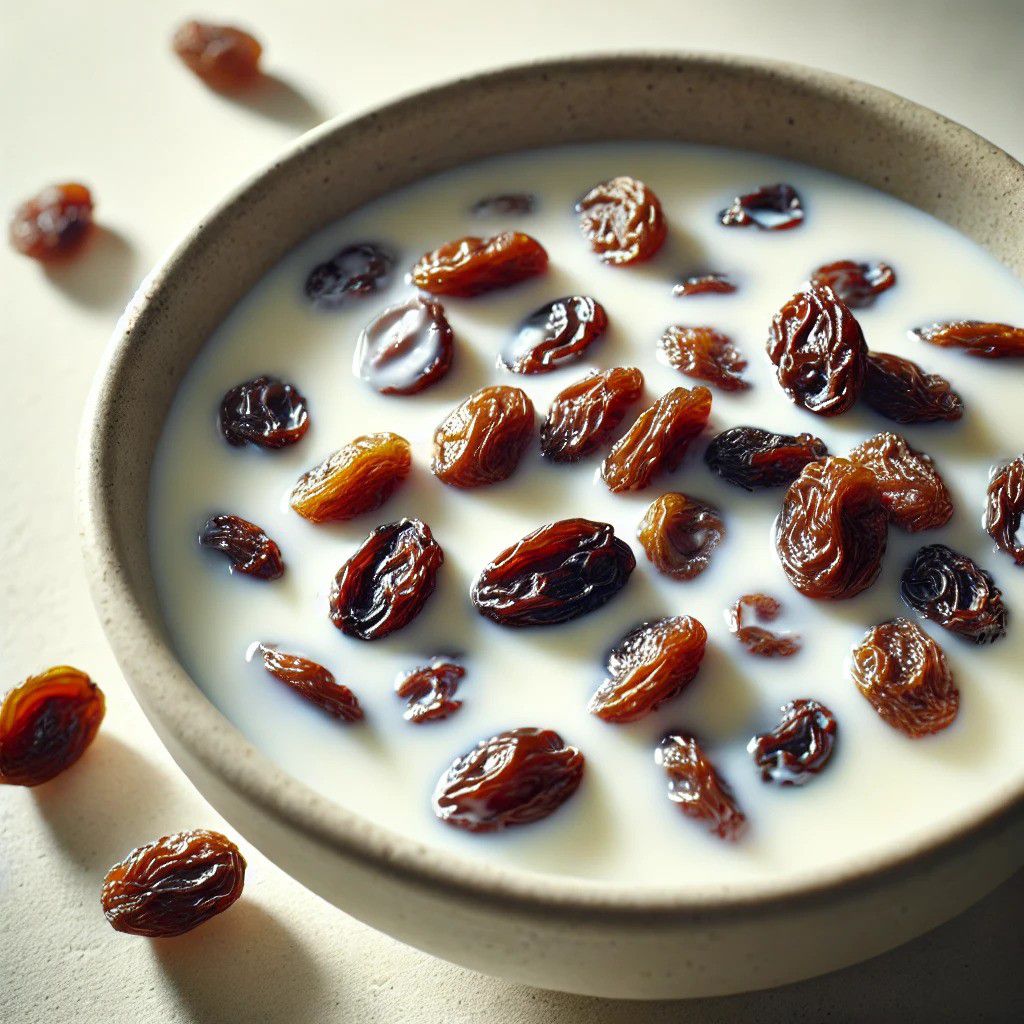 Soaked raisins in milk