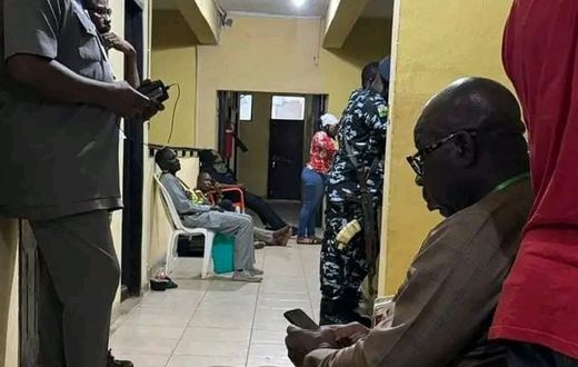 Edo State Governor, Godwin Obaseki pictured at the INEC office in Benin in the early hours of Sunday morning