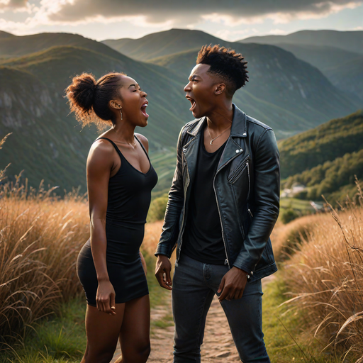 An AI-generated image of a lady shouting at her boyfriend (Source- Hotpot.ai)