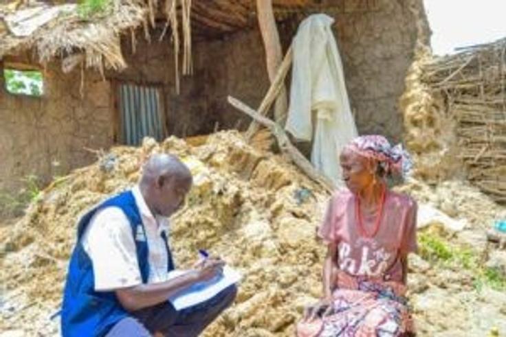 SEMA official collecting data on flood destruction in Jajere, Yobe