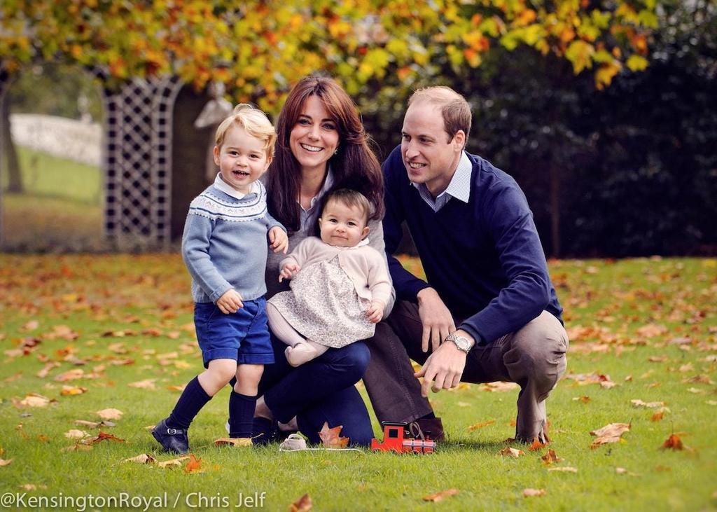 2015: Prince William and Kate Middleton looked similarly content in their family portrait.