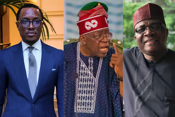 Otega Ogra, President Bola Tinubu and Bayo Onanuga.