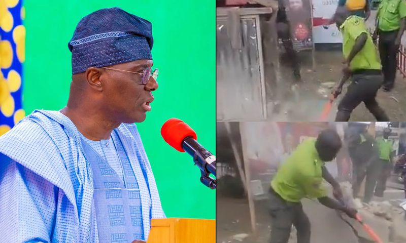 LASG ordered the demolition of shrine constructed close to a main road at Moshalasi Bus Stop, Ile Epo in Iyana Ipaja. [Facebook/X]