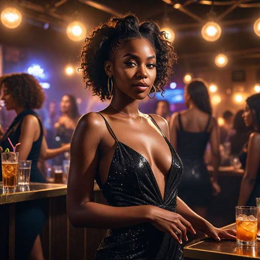 An AI-generated image of a lady parting in a club (Source- Hotpot.ai)
