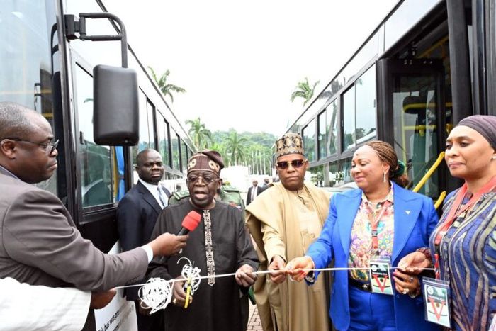 President Bola Tinubu unveils CNG buses in Abuja on Monday, August 12, 2024.