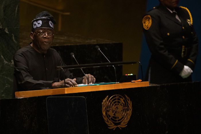 Bola Tinubu, Nigeria's president, speaks during last year's United Nations General Assembly (UNGA) in New York, US. [Getty Images]