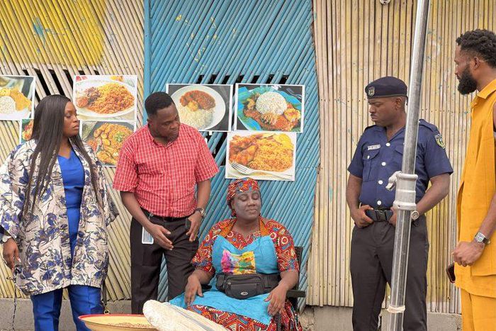 Bisola Ayieola, Femi Jacobs, Bucci Franklin on the set of 'Muri & Ko'[Shock Ng]