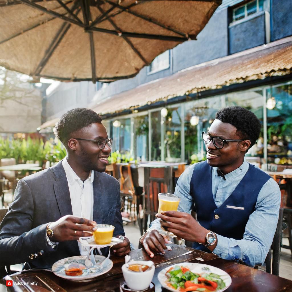 Firefly Kenyan men talking at a restaurant 7978