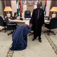 Niger State Governor Umar Bago kneels to greet President Bola Tinubu [Presidency]