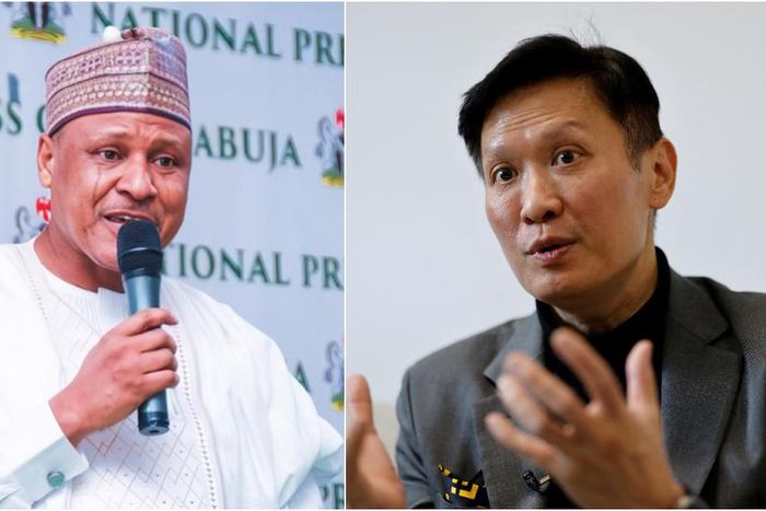 Minister of Information, Mohammed Idris and Binance CEO, Richard Teng. [Facebook/Getty Images]