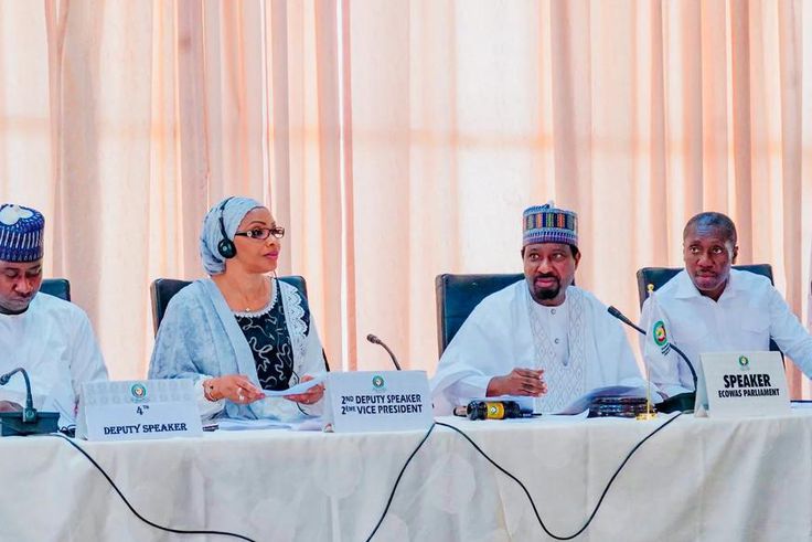 Sen. Barau Jibrin, 2nd from right, with other Principal Officers of the ECOWAS Parliament at institution’s secretariat on Saturday in Abuja [NAN]