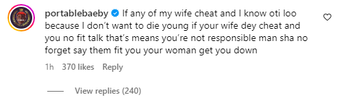 Portable's comment  [Instagram/Portablebaeby]