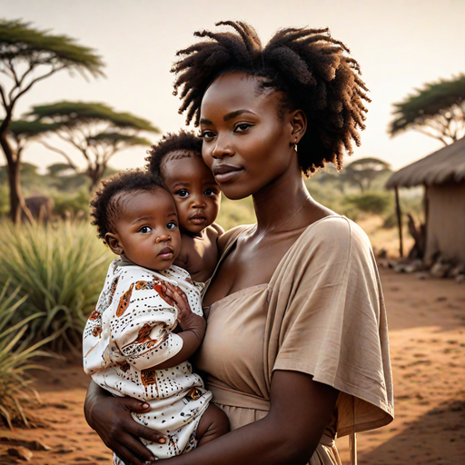 An AI-generated image of a mother with her children (Source - Hotpot.ai)