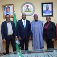 L-R: Director, Abuja Liaison Office, Manufacturers Association of Nigeria (MAN), Adeyemi Folorunsho; Customer Development Director, Unilever Nigeria, Mike Ubeh; Ag. Chairman Board of Directors, Unilever Nigeria, Micheal Ikpoki; The Honourable Minister ...