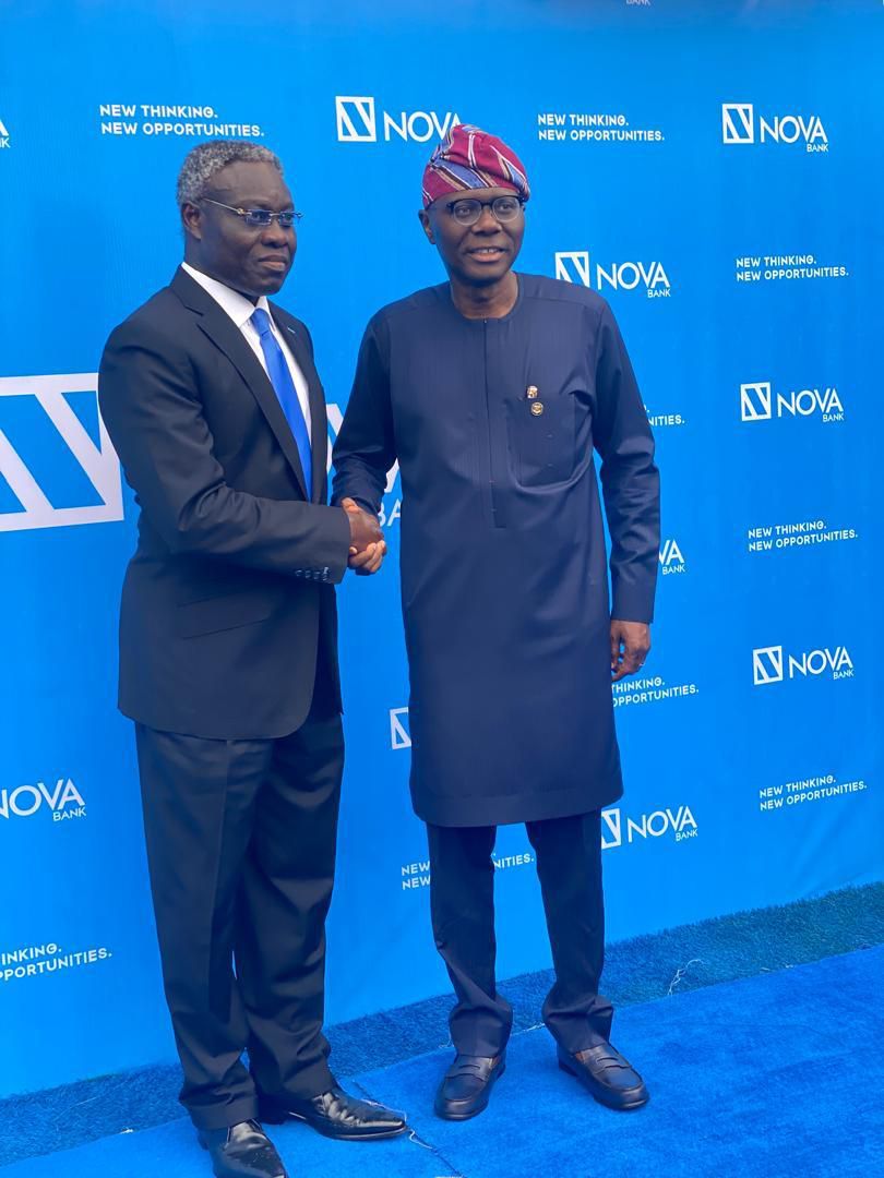Nova Bank Board Chairman and founder, Philip Oduoza and Governor Babajide Sanwo-Olu