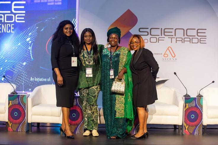 L-R: Dr Olori Boye Ajayi, President, Borderless Trade and Investment; Dr Inya Lawal,Convener, Science of Trade Conference; Chief Mrs Abiodun Adefolami Apena, Iyaloja General, Ikeja; and Ms Sola Adesakin, Lead Coach, Smart Stewards at the Inaugural edit...