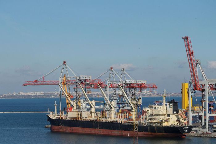 A cargo ship is docked in the Black sea port of Odessa, Ukraine, November 4, 2016.
