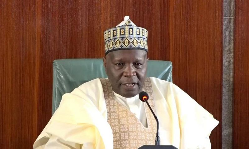 Gov. Inuwa Yahaya of Gombe State, addressing State House correspondents after a meeting with President Bola Tinubu on Friday [NAN]