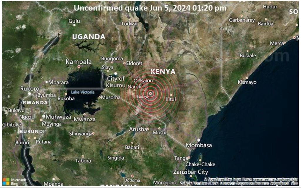 Tremor reported in Nairobi and surrounding areas