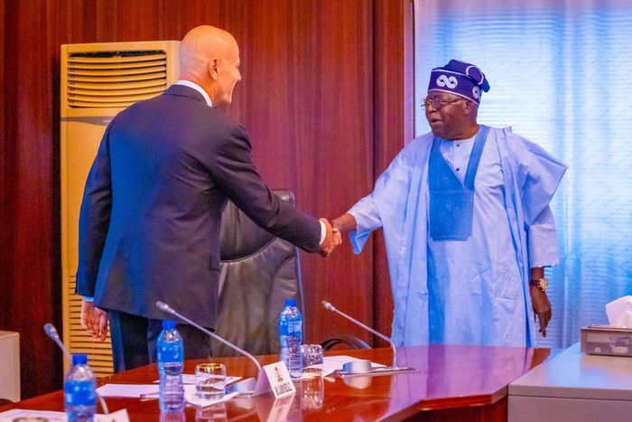 President Bola Tinubu and Chairman, Aluminium Smelter Company of Nigeria (ALSCON) Alexey Arnautov [Presidency]