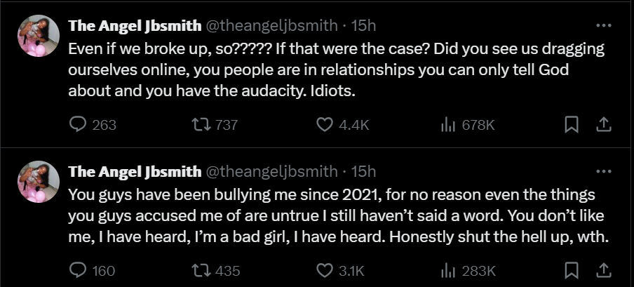 BBNaija's Angel Smith says that she has been bullied since 2021  [X/Angel Smith]