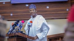 Minister of Education, Prof. Tahir Mamman, receiving the report of an inter-ministerial committee on Friday.  [Twitter:@ProfTahirMamman]