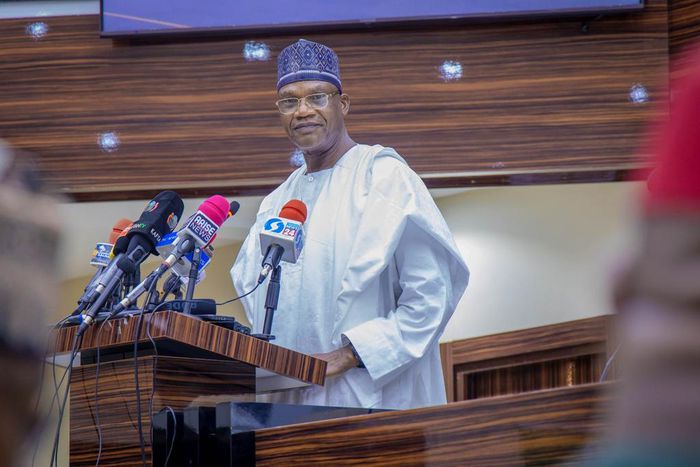 Minister of Education, Prof. Tahir Mamman, receiving the report of an inter-ministerial committee on Friday.  [Twitter:@ProfTahirMamman]