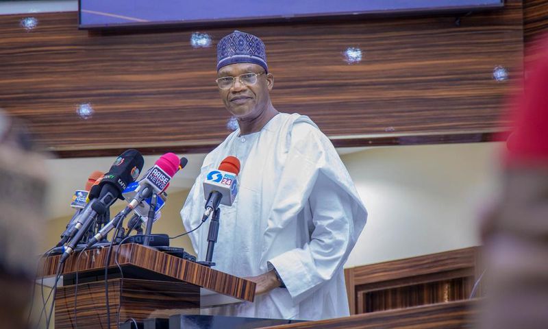 Minister of Education, Prof. Tahir Mamman, receiving the report of an inter-ministerial committee on Friday.  [Twitter:@ProfTahirMamman]