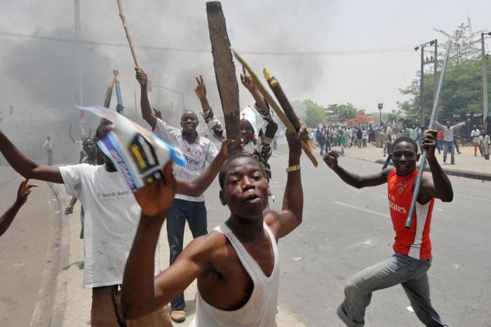 Angry protesters. [Getty Images]
