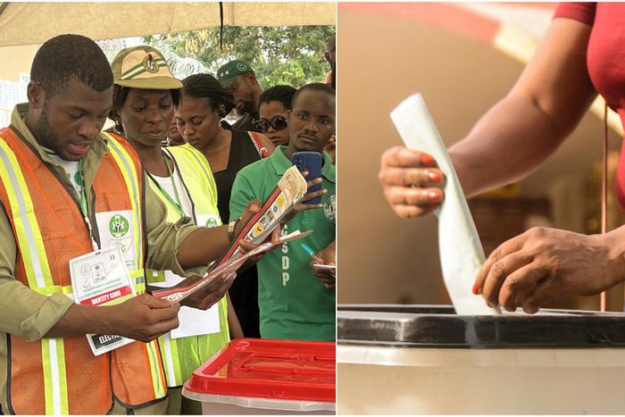 Polling clerks counted votes at a polling station after completing the voting process of the general election in Abuja, Nigeria, on February 25, 2023. [Getty Images]