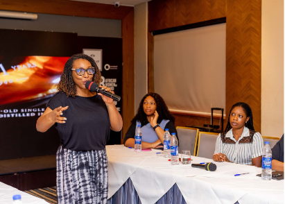 The event host, Nnenna Onyewuchi stirring the conversation during the roundtable dialogue session