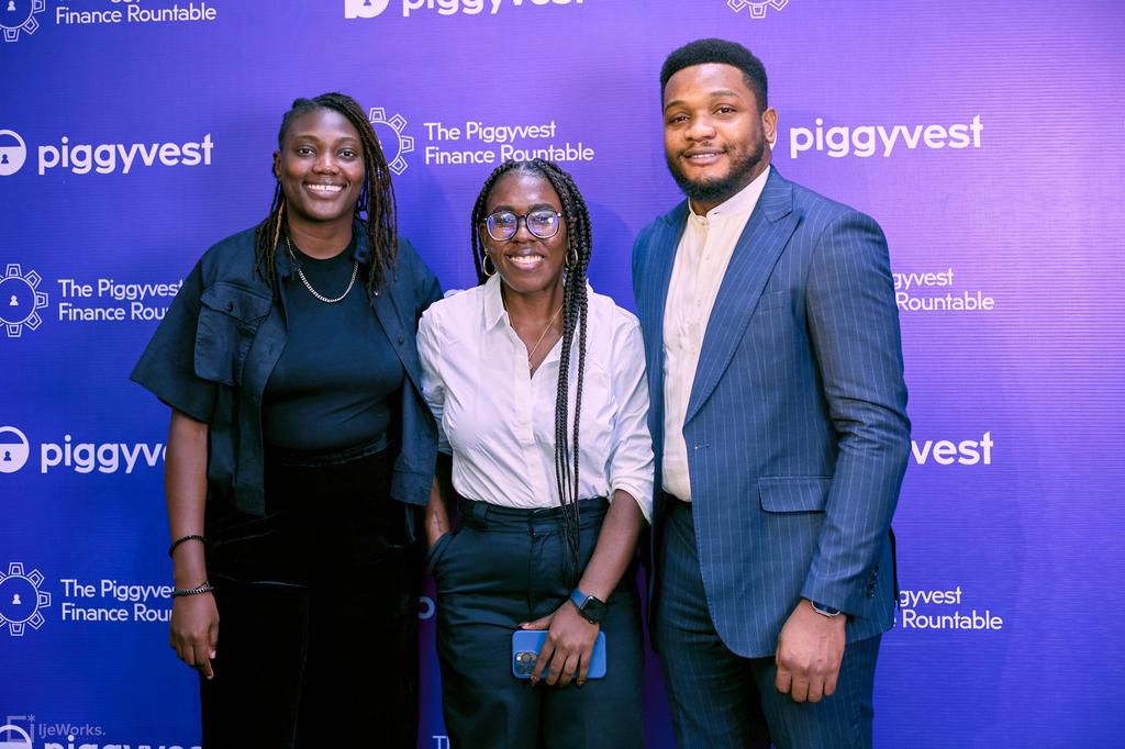 L-R: Ibukun Akinola (Head, Customer Finance, PiggyVest), Odunayo Eweniyi (Co-founderand Chief Operations Officer, PiggyVest), Joshua Chibueze (Co-founder and Chief MarketingOfficer, PiggyVest) at The PiggyVest Finance Roundtable which was held on Tuesd...